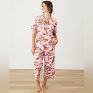 Size S Printfresh Hen House Short Sleeve Top & Crop pants in Ballet Pink